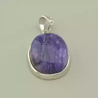 Кулон Чароїт 26х18мм. (cрібло 925 проба)