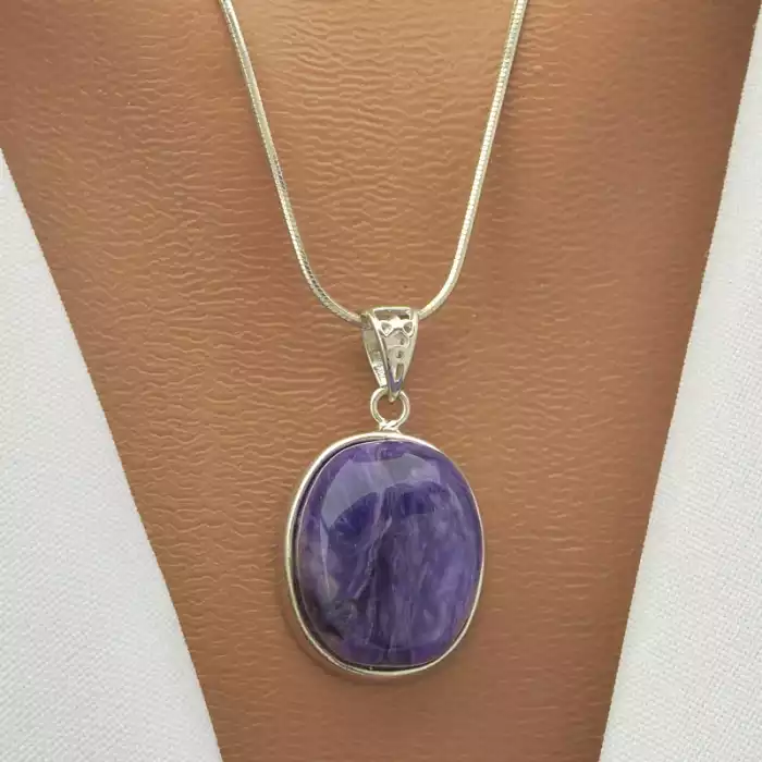 🏷️️ Кулон Чароїт 26х18мм. (cрібло 925 проба) ss_102757