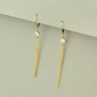 Сережки висюльки французька застібка Xuping Фіаніт (позолота 18к)