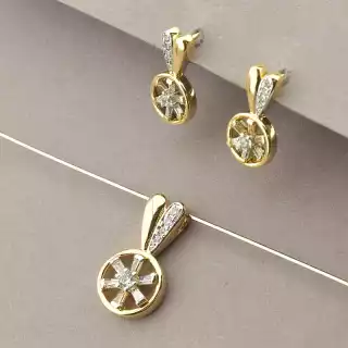 Сережки + Кулон Xuping Фіаніт (позолота/родій)
