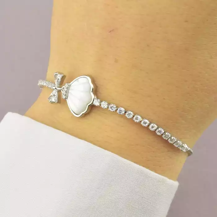 🏷️️ Браслет регульований Saiya Перламутр 17 см. (родій) ss_95790