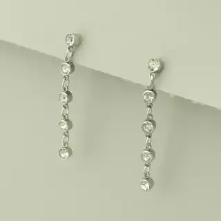 Сережки довгі пусети Xuping Фіаніт (родій)