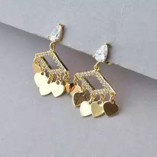 Сережки пусети Xuping Фіаніт (позолота 18к)