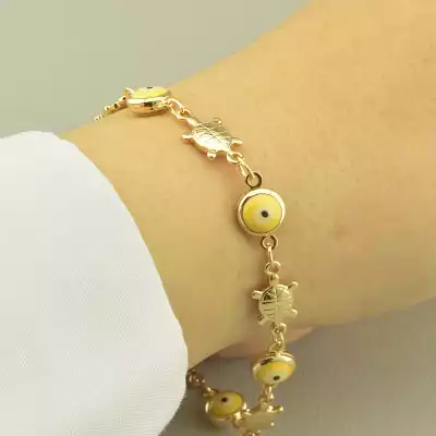 🏷️️ Браслет з карабіном Xuping Емаль 17 см. (позолота 18к) F-104225