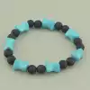 🏷️️ Браслет резинка Шунгіт, Бірюза 17 см. F-97468