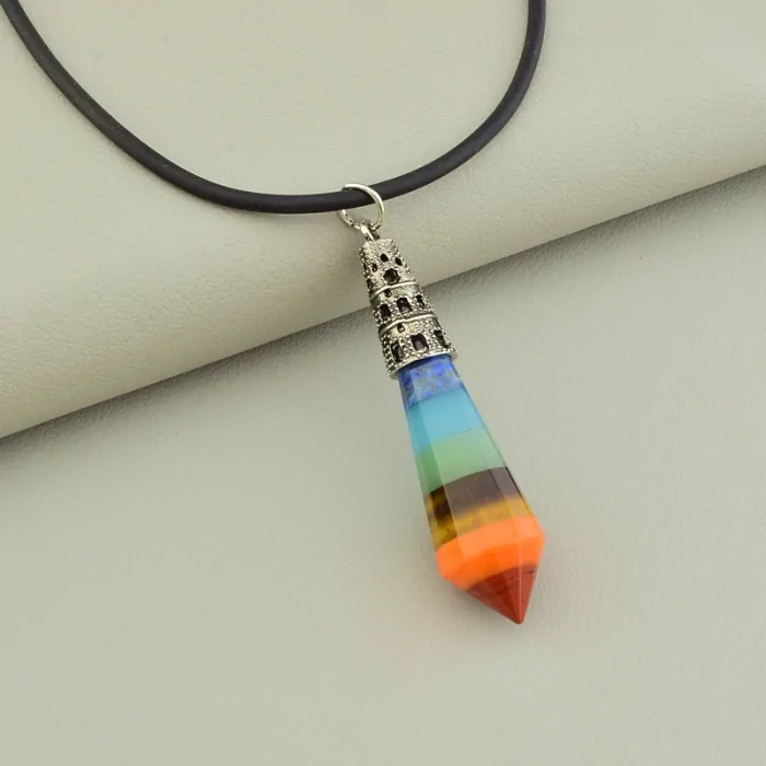 🏷️️ Підвіска самоцвіти (47 см, карабін, метал, різнокольоровий, срібний) ss_105138