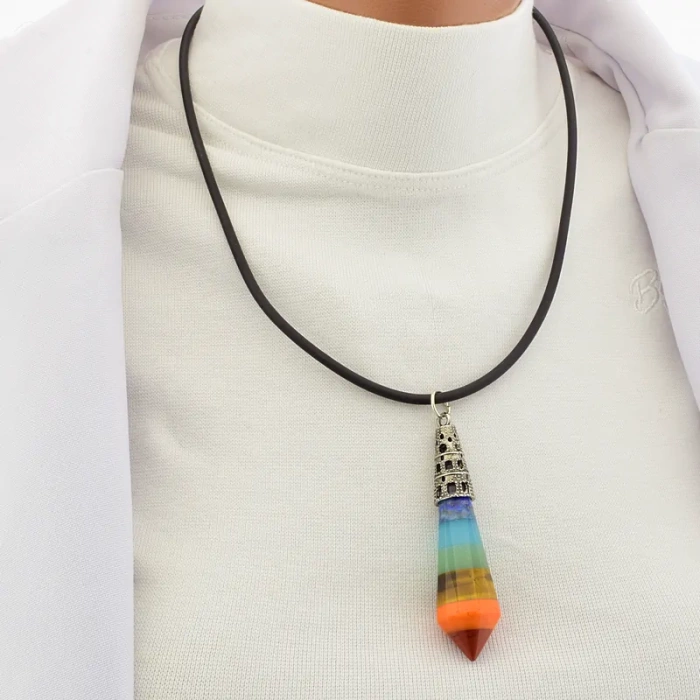 🏷️️ Підвіска самоцвіти (47 см, карабін, метал, різнокольоровий, срібний) ss_105138