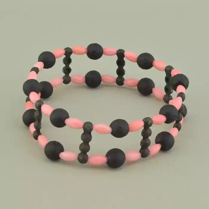 🏷️️ Браслет резинка Корал, Шунгіт 20 см. ss_98453