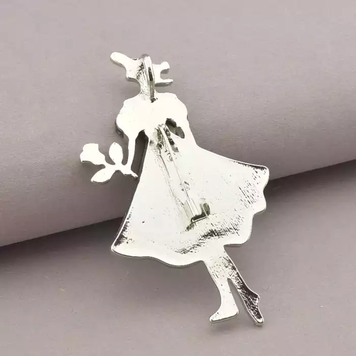 🏷️️ Брошка-кулон дівчина з трояндою Галіотіс 75x40 мм ss_72304