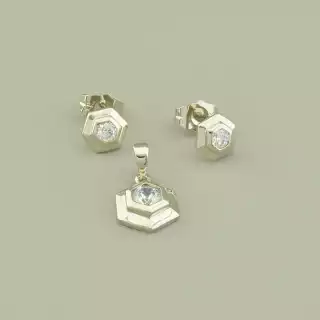 Сережки+Кулон 'XUPING' Фіаніт (родій)