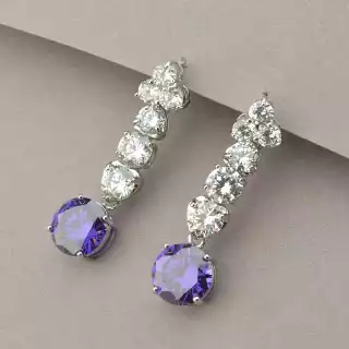 Сережки пусети Xuping Фіаніт (родій)