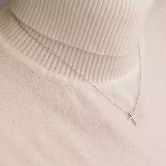 🏷️️ Підвіска хрест Saiya 40 см (родій) ss_93752