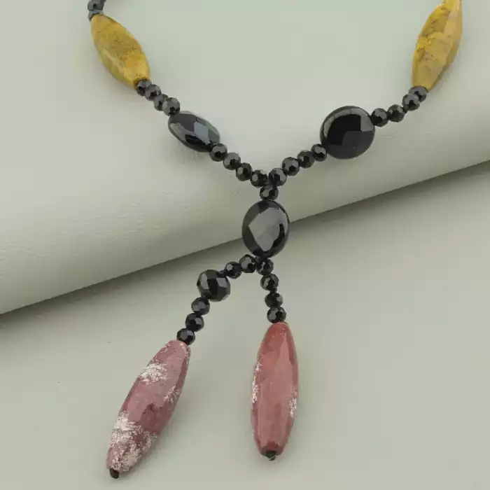 🏷️️ Намисто Агат, Яшма, Чеський кришталь 45 см. ss_94211