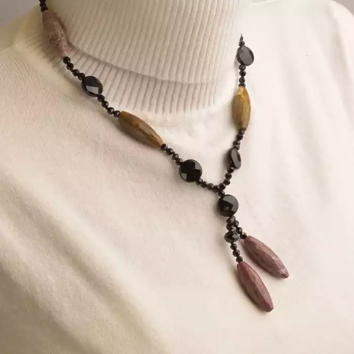 🏷️️ Намисто Агат, Яшма, Чеський кришталь 45 см. ss_94211