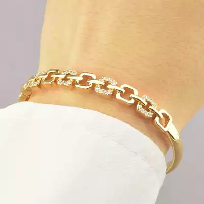 🏷️️ Браслет шарнірний Xuping Фіаніт 17 см (позолота 18к) F-67117