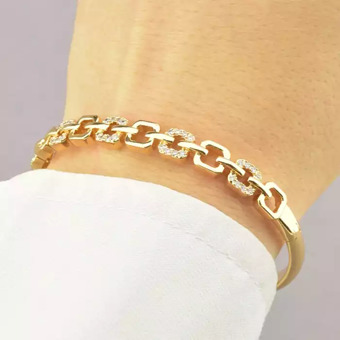 🏷️️ Браслет шарнірний Xuping Фіаніт 17 см (позолота 18к) ss_67117