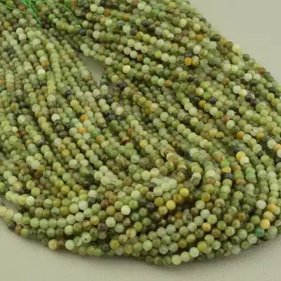 🏷️️ Намистини Жадеїт 40 см. 3,5 мм. на нитці (натуральне каміння, без застібки) F-103064