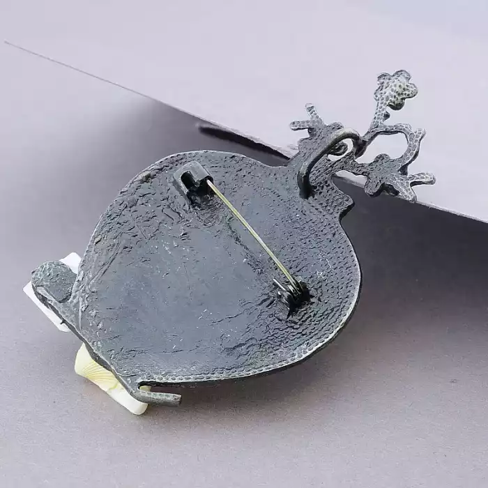 🏷️️ Брошка ваза з квітами Перламутр, Майорка 70х45 мм. ss_88761