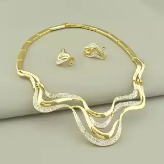 Підвіска + Сережки 'Abella' Фіаніт 37 см.