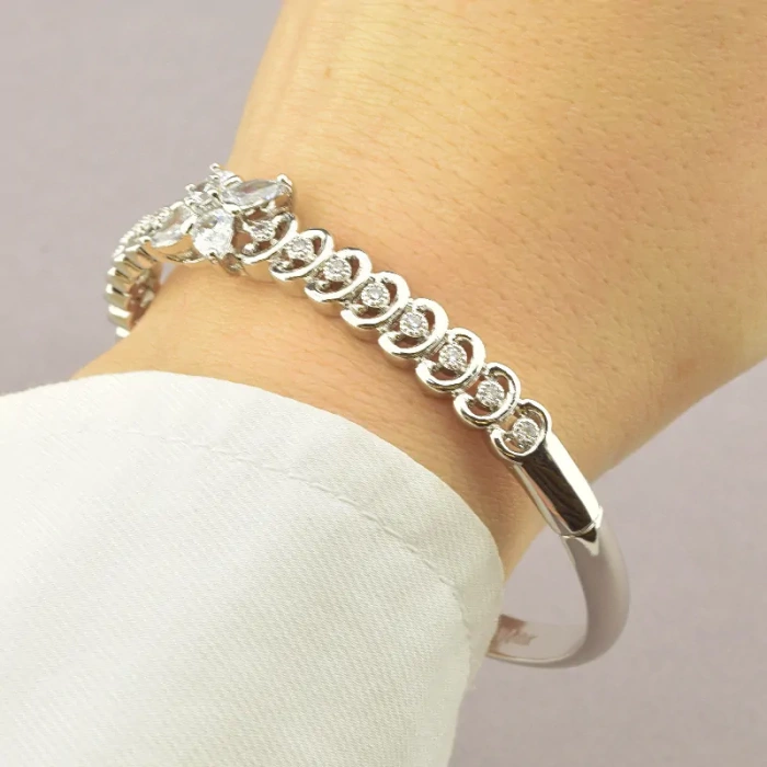 🏷️️ Браслет шарнірний Xuping Фіаніт 17 см (родій) ss_68412