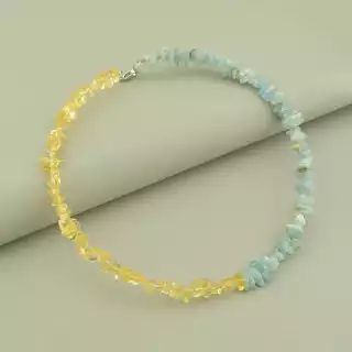 Підвіска з цитрином та аквамарином (36 см)