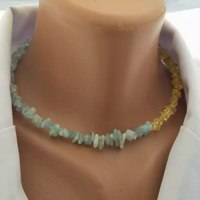 🏷️️ Підвіска з цитрином та аквамарином (36 см) ss_104636