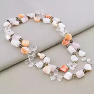 Намисто Яшма, Рожевий кварц, Гірський кришталь 100 см