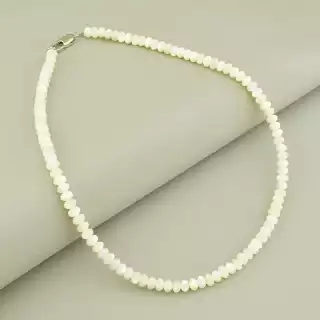 Намисто перламутр (41 см, карабін, молочний, срібний, сталь)