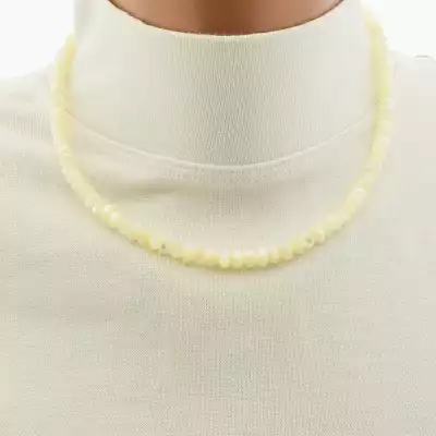 🏷️️ Намисто перламутр (41 см, карабін, молочний, срібний, сталь) F-105037