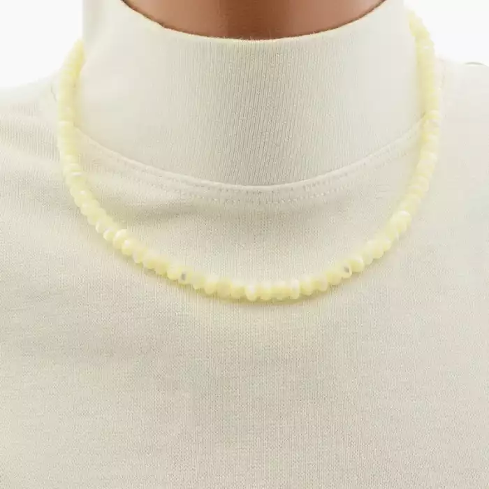 🏷️️ Намисто перламутр (41 см, карабін, молочний, срібний, сталь) ss_105037