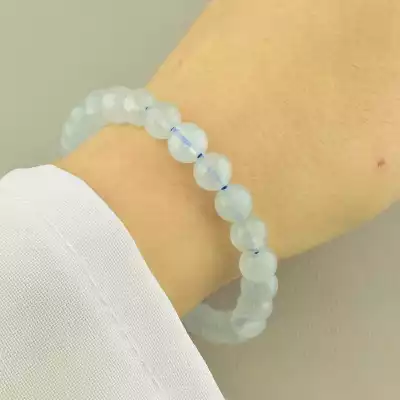 🏷️️ Браслет Аквамарин (19 см, резинка, 7.6 мм, синій) F-105245