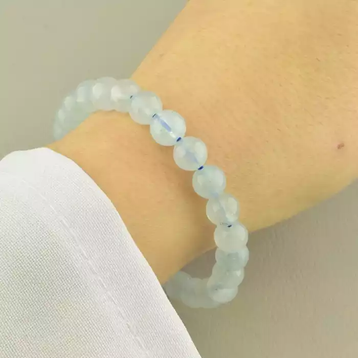 🏷️️ Браслет аквамарін (19 см, резинка, 7,6 мм, синій) ss_105245