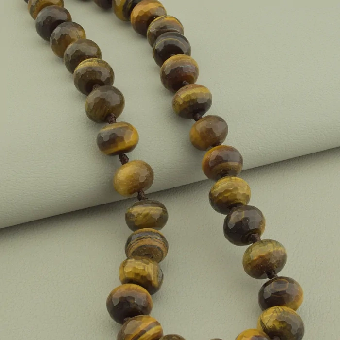 🏷️️ Намисто тигрове око (45 см, з карабіном, сталь, 14х10 мм, коричневий, срібний) ss_105346