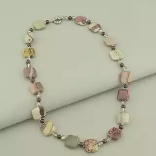 Намисто Яшма, Гранат, Чеський кришталь 49 см.