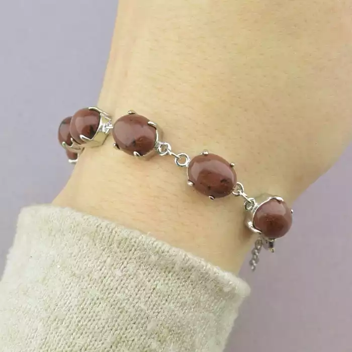 🏷️️ Браслет з карабіном Обсідіан 19 см. ss_92174