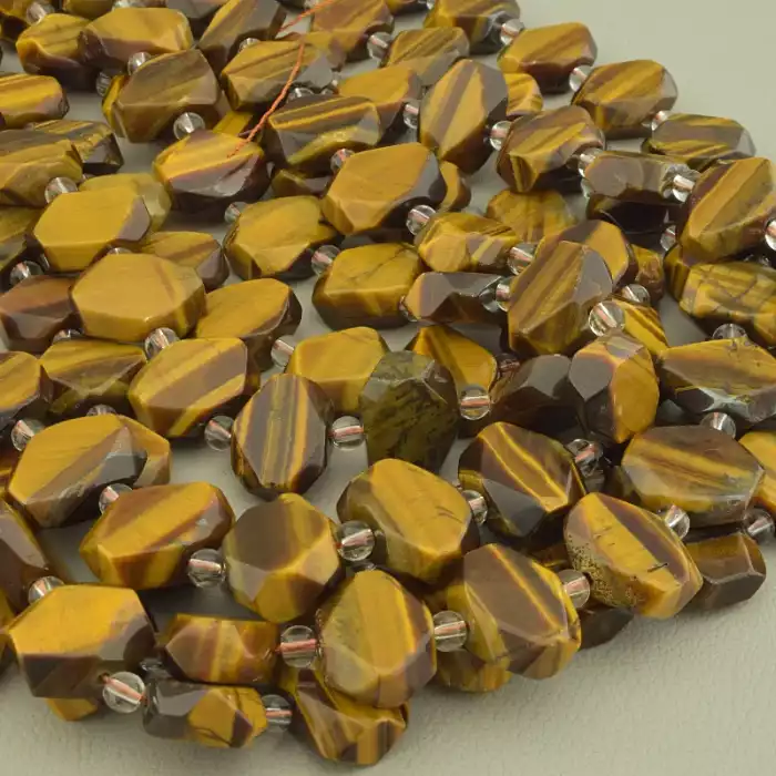 🏷️️ Намистини Тигрове око 38 см. на нитці (натуральне каміння, без застібки) ss_99460