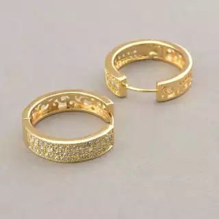 Сережки кільця Pataya Фіаніт (позолота 18к)