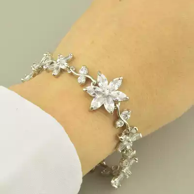 🏷️️ Браслет з карабіном Winniana Фіаніт 18 см. (родій) F-100291