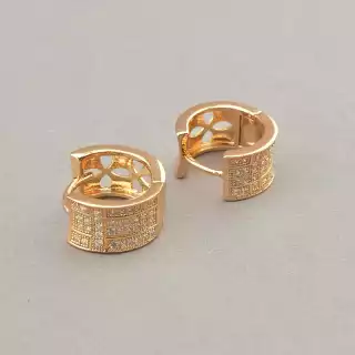 Сережки кільця Pataya Фіаніт (позолота 18к)