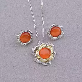 Підвіска + Сережки Котяче око 50 см