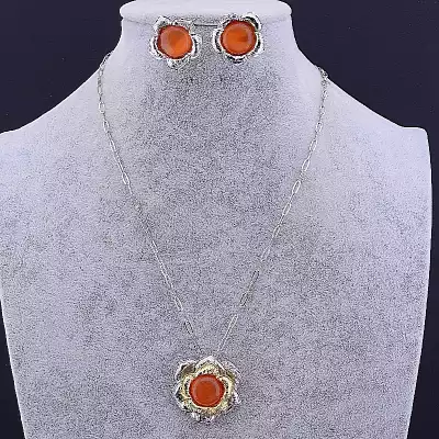 🏷️️ Підвіска + Сережки Котяче око 50 см F-82866