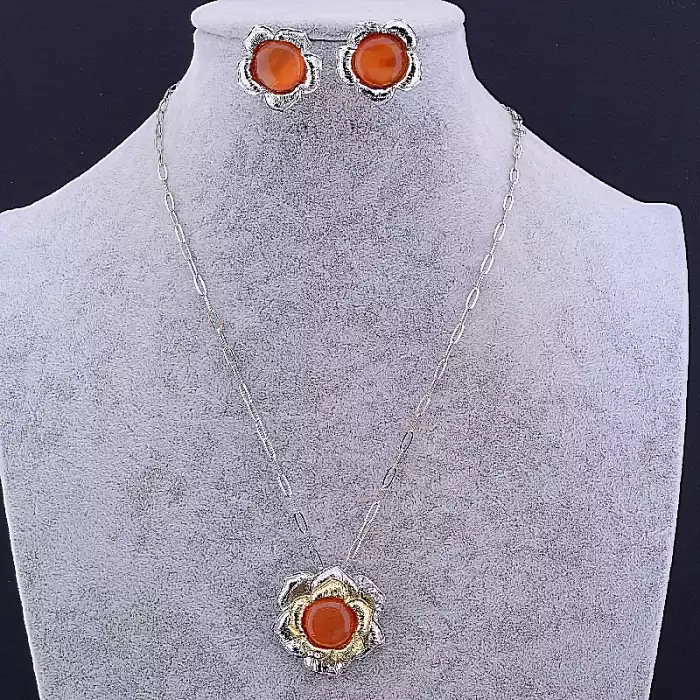 🏷️️ Підвіска + Сережки Котяче око 50 см ss_82866