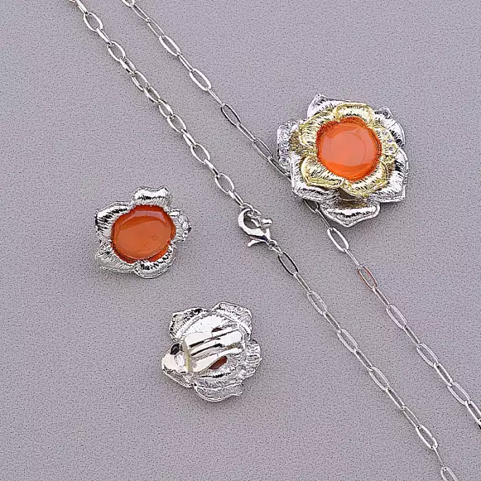 🏷️️ Підвіска + Сережки Котяче око 50 см ss_82866