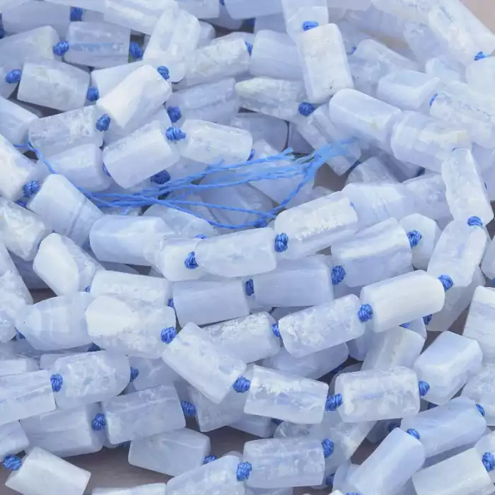 🏷️️ Намистини Сапфирин 43 см на нитці (натуральне каміння, без застібки) в формі циліндра ss_83421