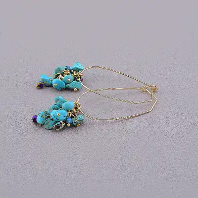 🏷️️ Сережки з французьким замком Stainless Steel Бірюза, Чеський кришталь F-83881