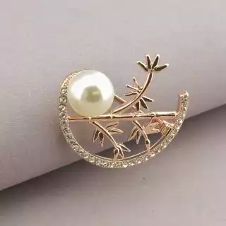 Брошка шпилька гілки Фіаніт FJ