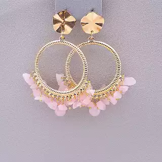 Сережки пусети Stainless Steel Рожевий кварц