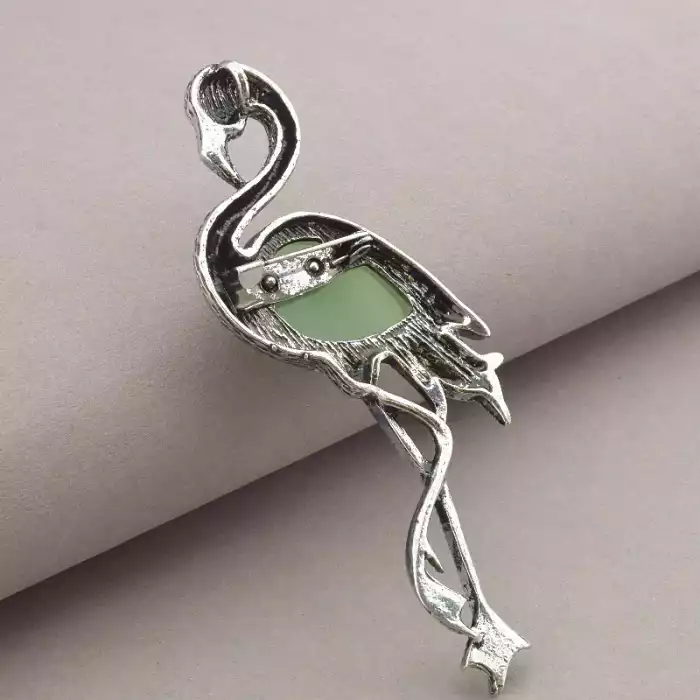 🏷️️ Брошка-кулон пташка Нефрит 85x30 мм ss_76019