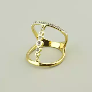 Каблучка медична сталь Xuping Фіаніт (позолота 18к лимонна)