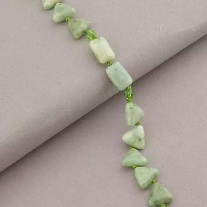 🏷️️ Намисто Жадеїт, Чеський кришталь 50 см. (срібло 925 проба) ss_94445